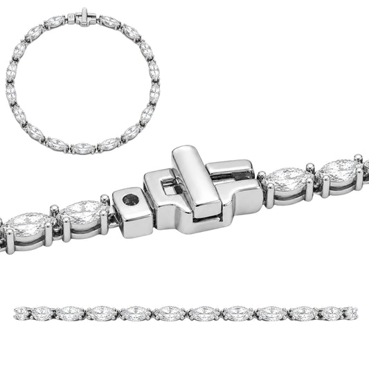 2.00-12.00 Carat T.W. Marquise-cut Lab Grown Diamond (F/VS) 14K Gold Tennis Bracelet - Assorted Colors & Carat