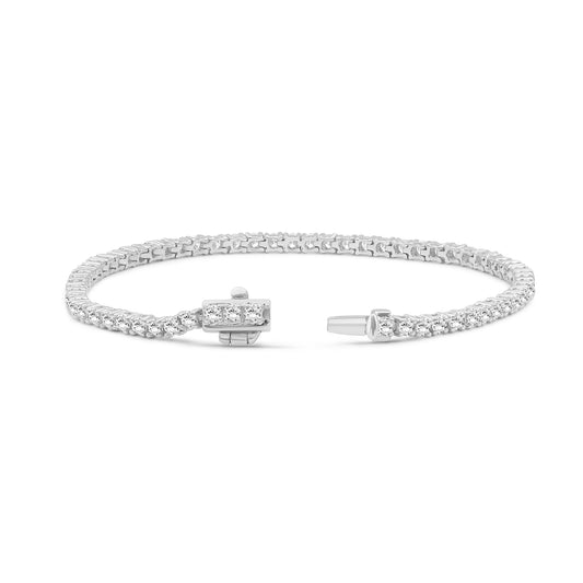 Venturant Lab Grown Diamond (F/VS+) 2.00 carat Round cut Sterling Silver Tennis Bracelet - Sterling Silver | Gold over Silver