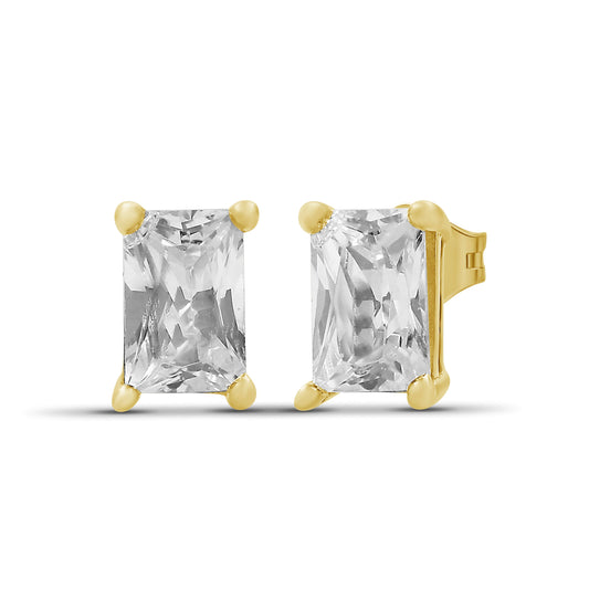 1.00 - 3.00 Carat T.W. Emerald-cut Lab Grown Diamond (F/VS+) Stud Earrings with Double Notch Post & Pushback