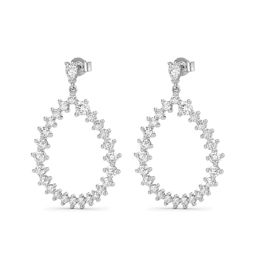 Venturant Lab Grown Diamond (F/VS+) 4.00 carat Round cut Sterling Silver Dangle Earrings - Sterling Silver