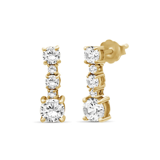 Venturant 1.00 Carat T.W. Round-cut Lab Grown Diamond (F/VS+) 14K Gold Drop Earrings with Double Notch Post & Pushback