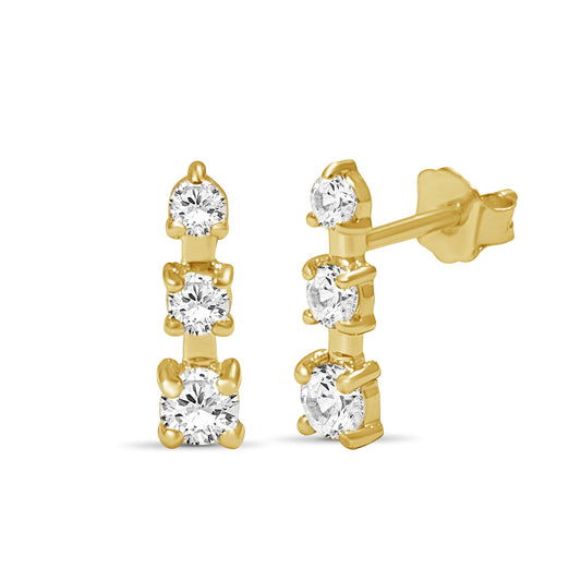 Venturant 0.50 Carat T.W. Round-cut Lab Grown Diamond (F/VS+) 14K Gold Drop Earrings with Double Notch Post & Pushback