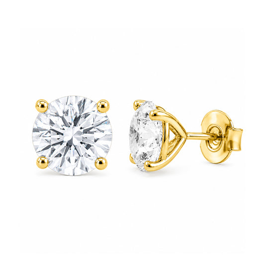 Venturant Lab Grown Diamond (F/VS+) 5.00 carat Round cut Sterling Silver Stud Earrings - Sterling Silver | Gold over Silver