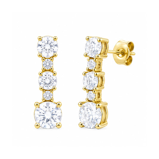 Venturant Lab Grown Diamond (F/VS+) 1.00 carat Round cut Sterling Silver Drop Earrings - Sterling Silver | Gold over Silver