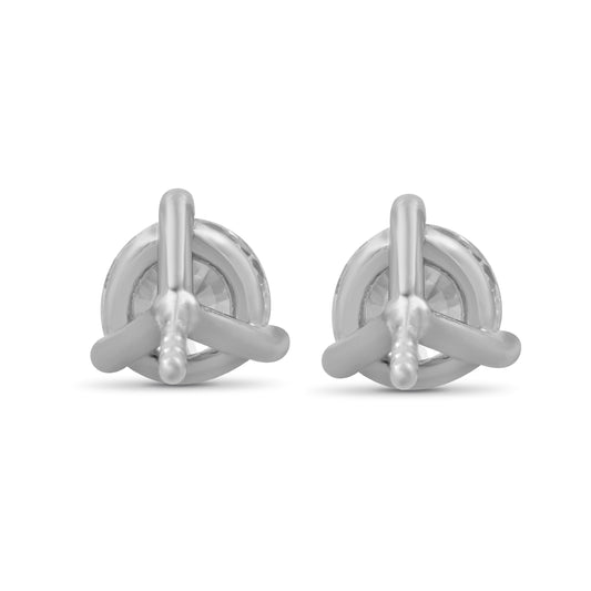 Venturant Lab Grown Diamond (F/VS+) 3/4 carat Round cut Sterling Silver Stud Earrings - Sterling Silver | Gold over Silver