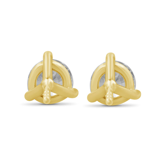 Venturant Lab Grown Diamond (F/VS+) 1/4 carat Round cut Gold over Silver Stud Earrings