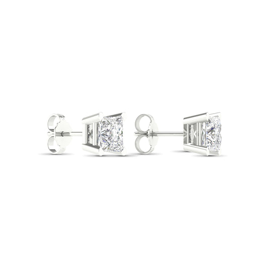 1.00 - 2.00 Carat T.W. Princess-cut Lab Grown Diamond (F/VS+) Stud Earrings with Double Notch Post & Pushback