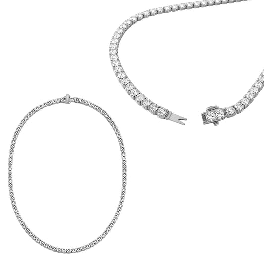 5.00-20.00 Carat T.W. Round-cut Lab Grown Diamond (F/VS) 14K Gold Tennis Necklace - Assorted Colors & Carat