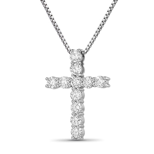 Venturant Lab Grown Diamond (F/VS+) 0.50 carat Round cut Sterling Silver Cross Pendant - Sterling Silver | Gold over Silver