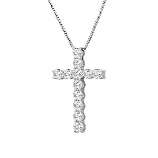 Venturant Lab Grown Diamond (F/VS+) 1.00 carat Round cut Sterling Silver Cross Pendant - Sterling Silver | Gold over Silver