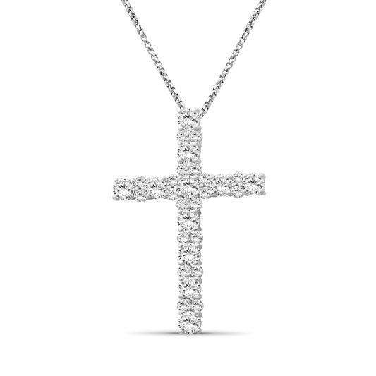 Venturant Lab Grown Diamond (F/VS+) 2.00 carat Round cut Sterling Silver Cross Pendant - Sterling Silver | Gold over Silver