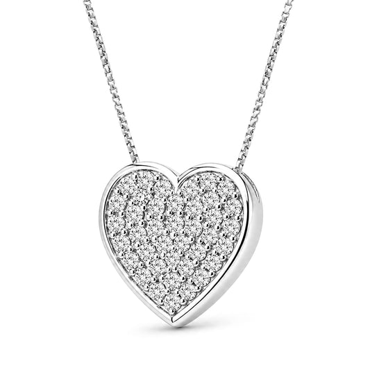 Venturant Lab Grown Diamond (F/VS+) 1.00 carat Round cut Sterling Silver Heart Pendant - Sterling Silver