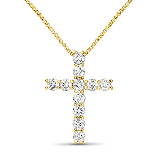Venturant Lab Grown Diamond (F/VS+) 1.50 carat Round cut Sterling Silver Cross Pendant - Sterling Silver | Gold over Silver