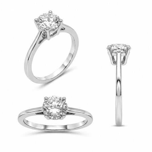 1.00-6.00 Carat T.W. Round-cut Lab Grown Diamond (D/VS+) 14K Gold Solitaire Ring