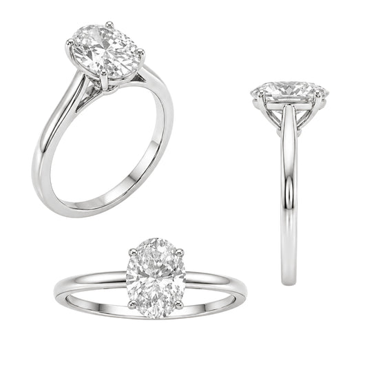 Venturant 1.00-6.00 Carat T.W. IGI certified Oval-cut Lab Grown Diamond (D/VS+) 14K Gold Solitaire Ring