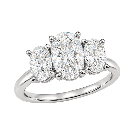 Venturant 2.00-5.00 Carat T.W. Oval-cut Lab Grown Diamond (F/VS+) 14K Gold 3 Stone Ring