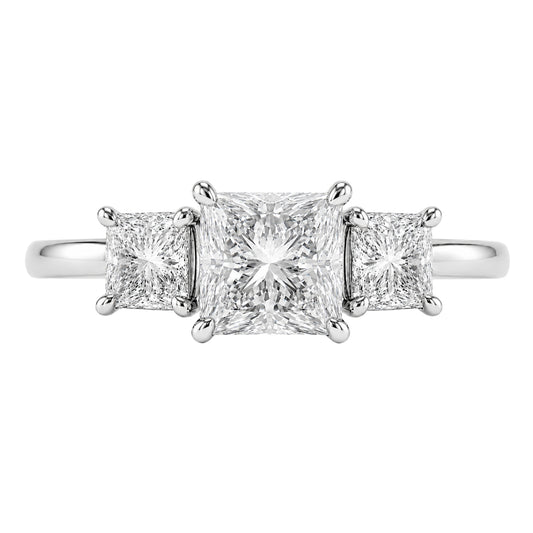 Venturant 2.00-5.00 Carat T.W. Princess-cut Lab Grown Diamond (F/VS+) 14K Gold 3 Stone Ring