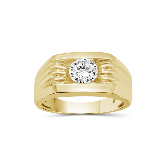 Venturant 1.00 Carat T.W. Round-cut Lab Grown Diamond (F/VS+) 14K Gold Men's Ring