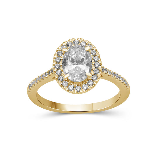 Venturant 1.00-3.50 Carat T.W. Oval & Round-cut Lab Grown Diamond (F/VS+) 14K Gold Halo Ring