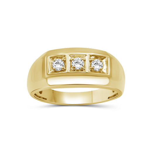 Venturant Lab Grown Diamond (F/VS+) 1.00 carat Round cut Sterling Silver Men's Ring - Sterling Silver | Gold over Silver