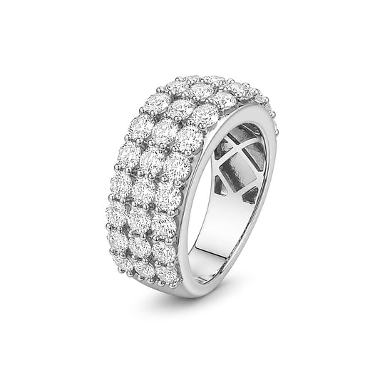 Venturant Lab Grown Diamond (F/VS+) 3.00 carat Round cut Sterling Silver Ring - Sterling Silver