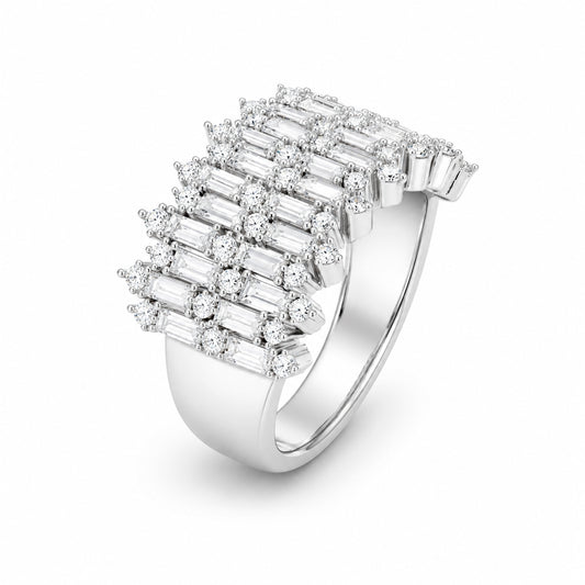 Venturant Lab Grown Diamond (F/VS+) 2.00 carat Round cut Sterling Silver Statement Ring - Sterling Silver | Gold over Silver