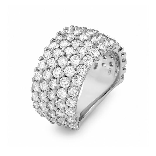 Venturant Lab Grown Diamond (F/VS+) 5.00 carat Round cut Sterling Silver Ring - Sterling Silver