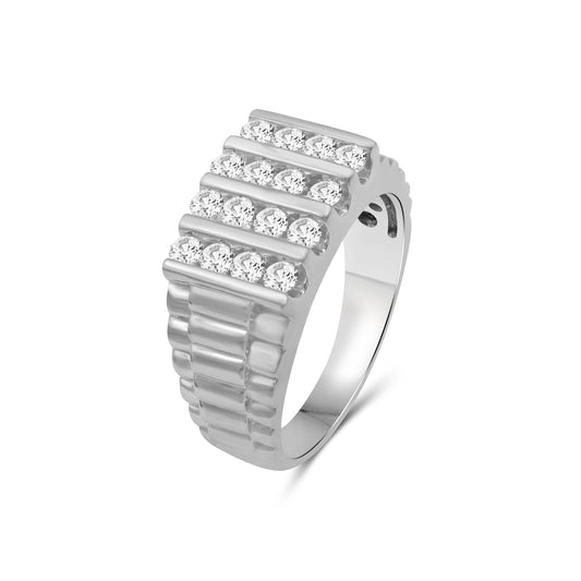 Venturant Lab Grown Diamond (F/VS+) 1.00 carat Round cut Sterling Silver Men's Ring - Sterling Silver | Gold over Silver