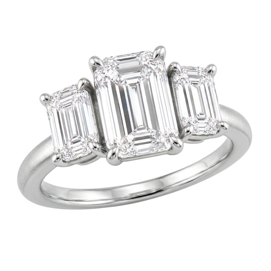 Venturant 3.00 Carat T.W. Emerald and Trapezoid-cut Lab Grown Diamond (F/VS+) 14K Gold 3 Stone Band Ring