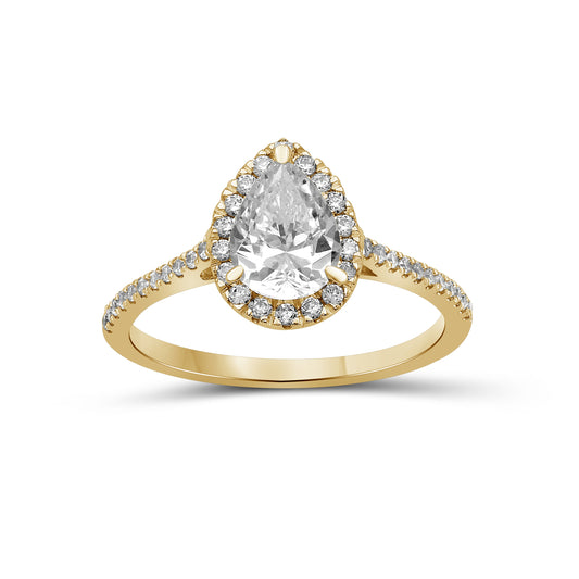 Venturant 1.00-3.50 Carat T.W. Pear & Round-cut Lab Grown Diamond (F/VS+) 14K Gold Halo Ring