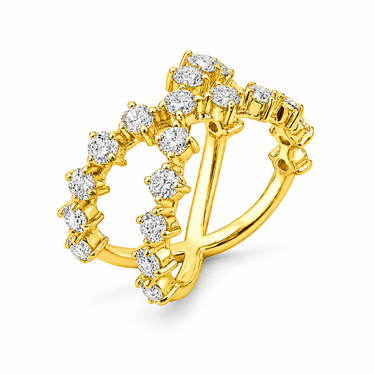 Venturant Lab Grown Diamond (F/VS+) 2.50 carat Round cut Sterling Silver Ring - Sterling Silver | Gold over Silver
