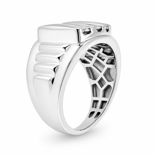 Venturant Lab Grown Diamond (F/VS+) 1.00 carat Round cut Sterling Silver Men's Ring - Sterling Silver | Gold over Silver