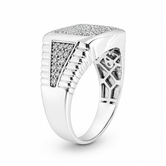 Venturant Lab Grown Diamond (F/VS+) 1.00 carat Round cut Sterling Silver Men's Ring - Sterling Silver | Gold over Silver