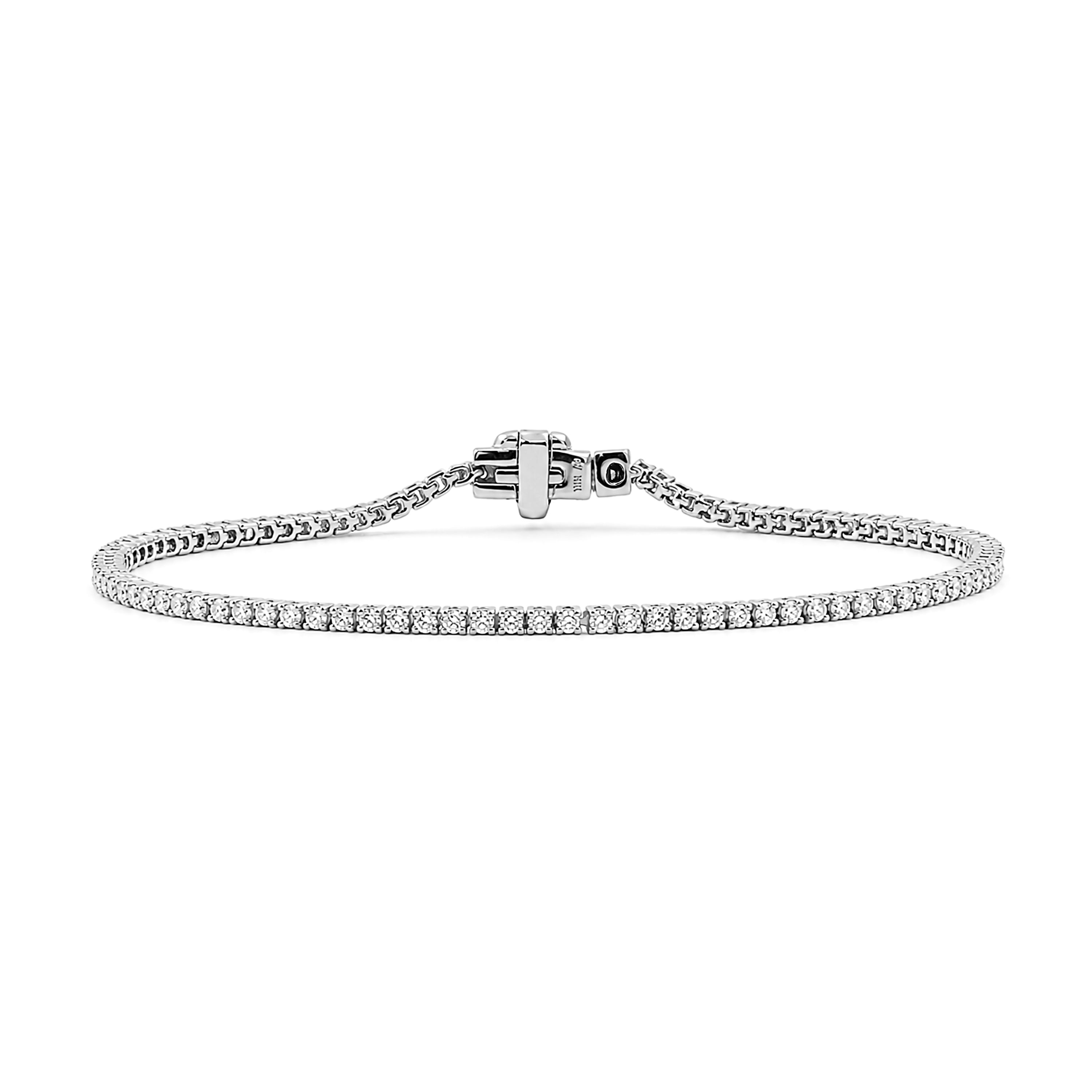 Venturant Lab Grown Diamond (F/VS+) 1.00 carat Round cut Sterling Silver Tennis Bracelet - Sterling Silver