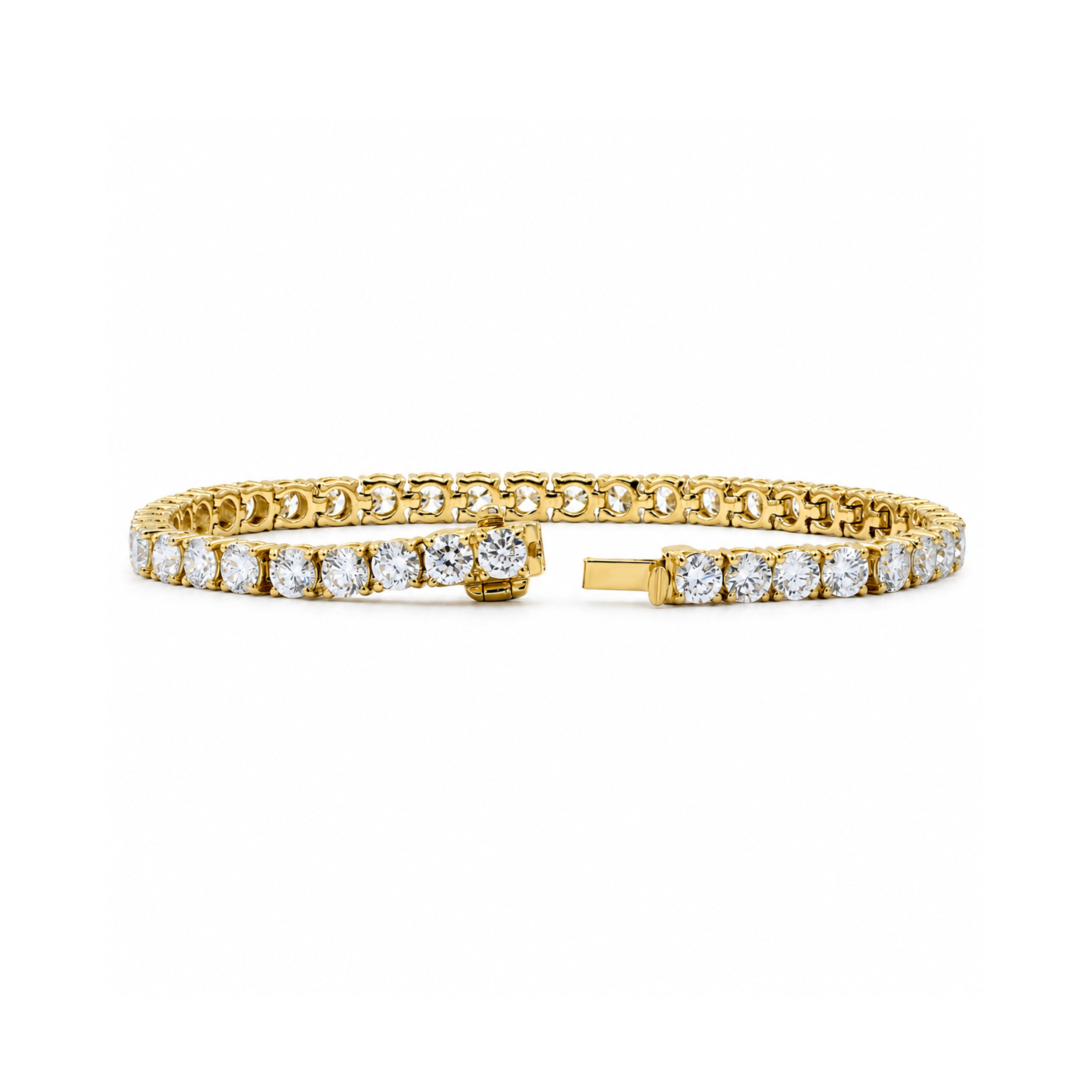 Venturant Lab Grown Diamond (F/VS+) 10.00 carat Round cut Sterling Silver Tennis Bracelet - Sterling Silver | Gold over Silver