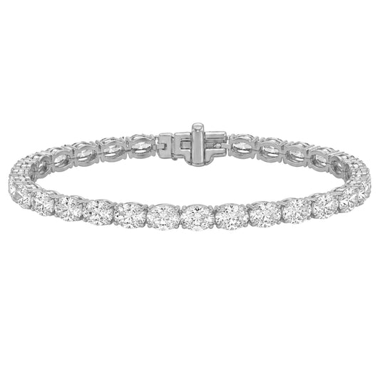 2.00-12.00 Carat T.W. Oval-cut Lab Grown Diamond (F/VS) 14K Gold Tennis Bracelet - Assorted Colors & Carat