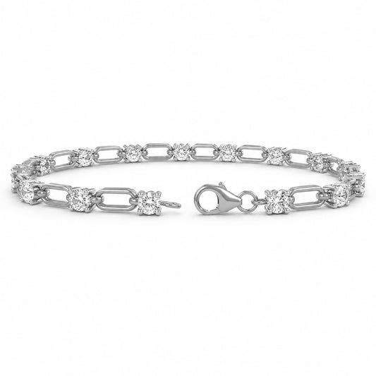 Venturant Lab Grown Diamond (F/VS+) 3.00 carat Round cut Sterling Silver Link Bracelet - Sterling Silver | Gold over Silver