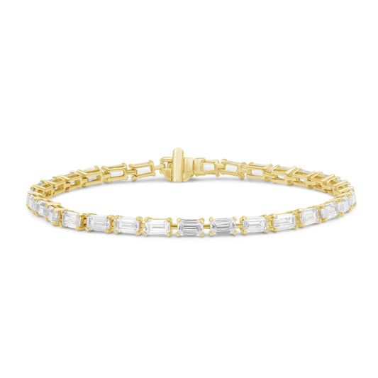 2.00 - 12.00 Carat Carat T.W. Emerald-cut Lab Grown Diamond (F/VS+) 14K Gold Bracelet - Assorted Colors & Carat