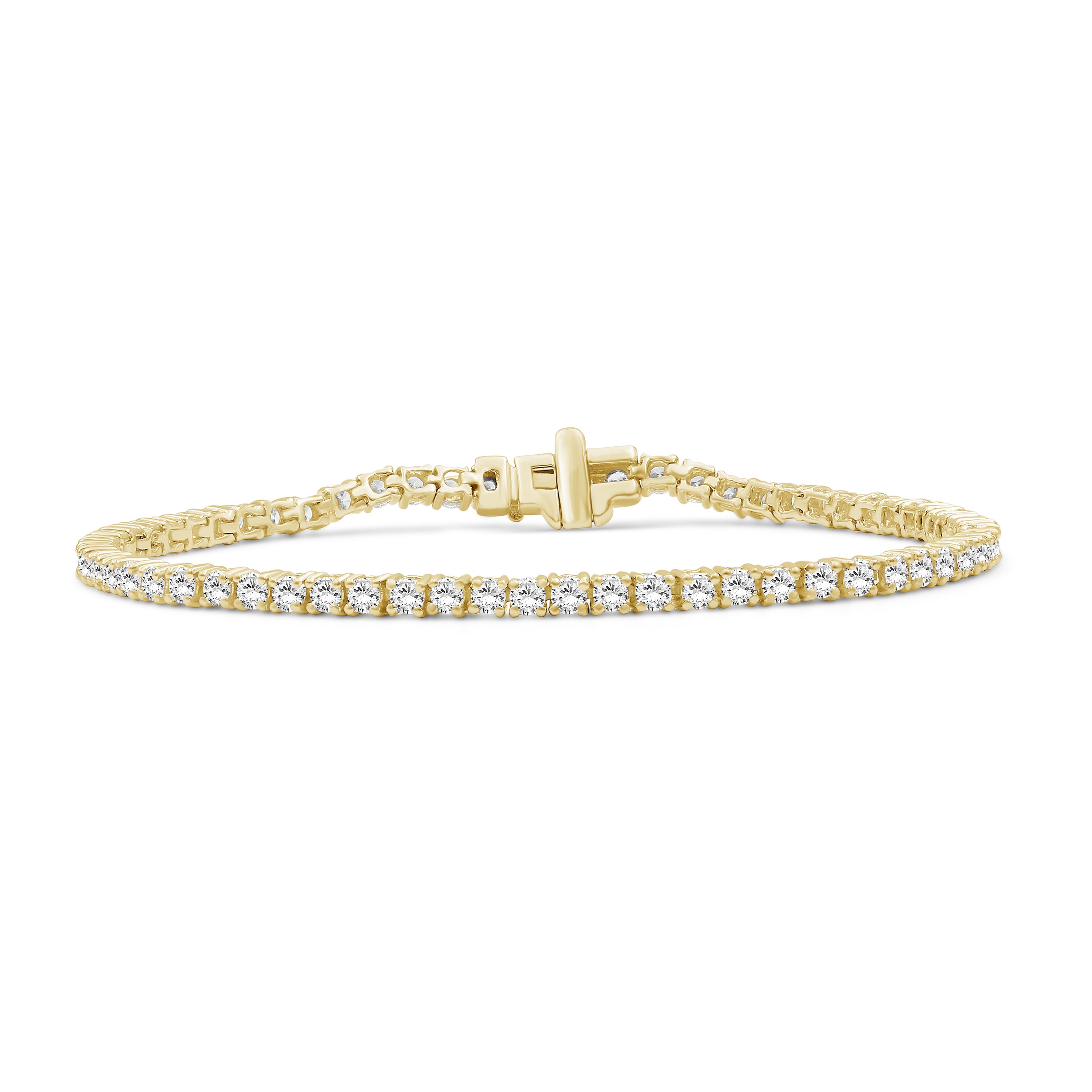Venturant 2.00 - 12.00 Carat Carat T.W. Round-cut Lab Grown Diamond (F/VS+) 14K Gold Bracelet - Assorted Colors & Carat