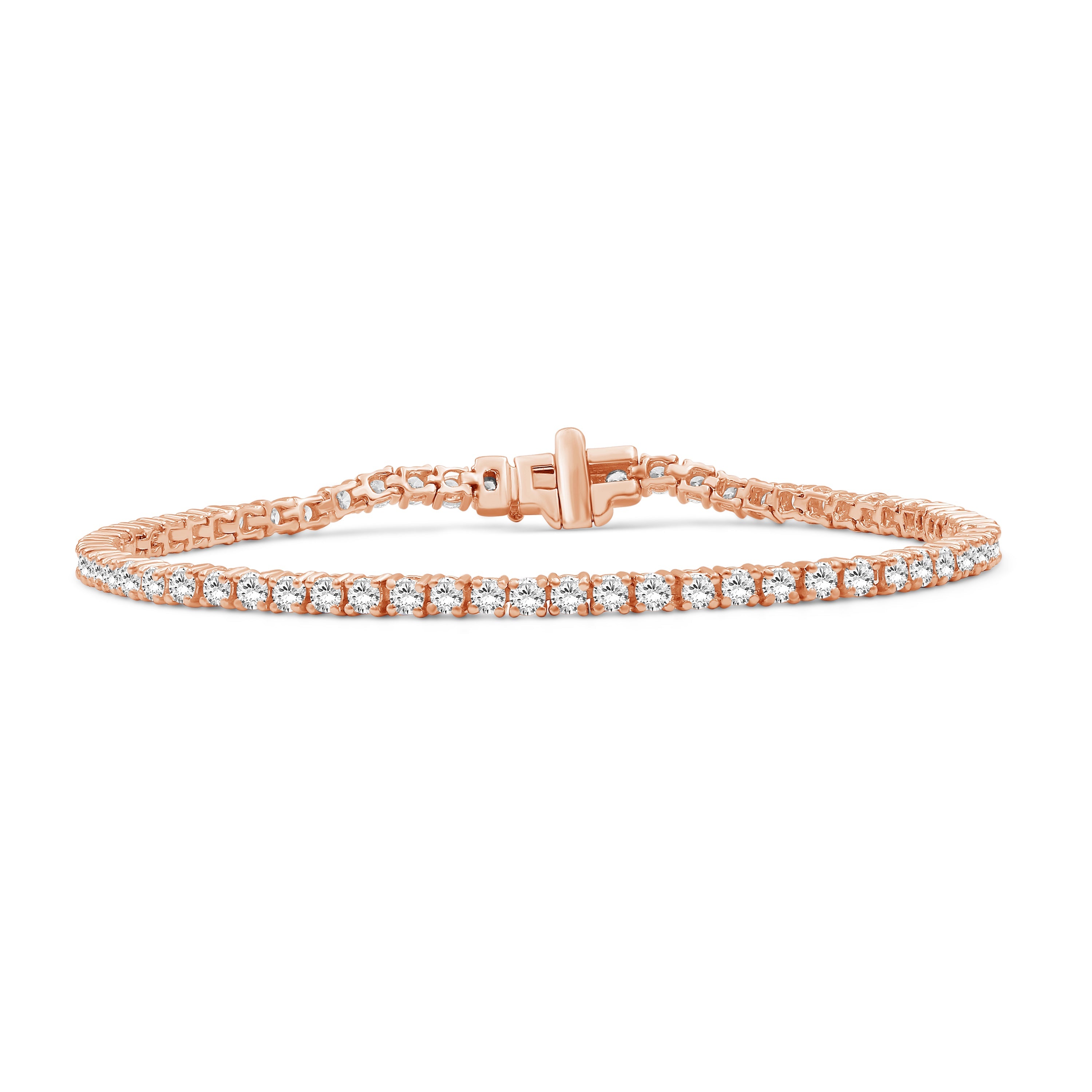Venturant 2.00 - 12.00 Carat Carat T.W. Round-cut Lab Grown Diamond (F/VS+) 14K Gold Bracelet - Assorted Colors & Carat