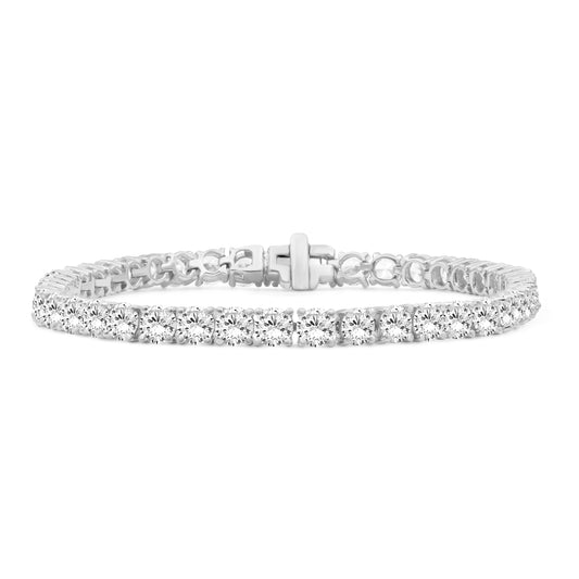 2.00 - 12.00 Carat Carat T.W. Round-cut Lab Grown Diamond (F/VS+) 14K Gold Bracelet - Assorted Colors & Carat
