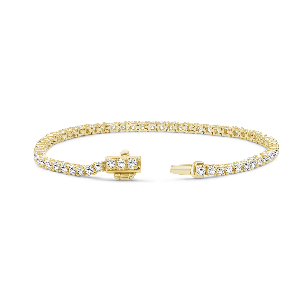 Venturant Lab Grown Diamond (F/VS+) 2.00 carat Round cut Sterling Silver Tennis Bracelet - Sterling Silver | Gold over Silver