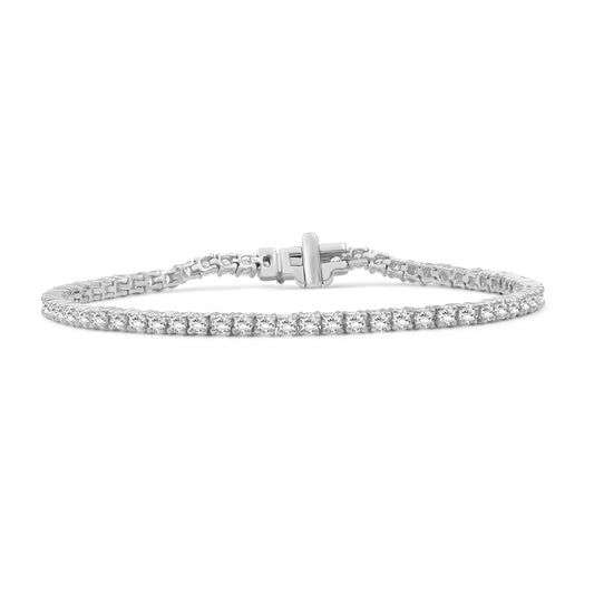 Venturant Lab Grown Diamond (F/VS+) 3.00 carat Round cut Sterling Silver Tennis Bracelet - Sterling Silver | Gold over Silver