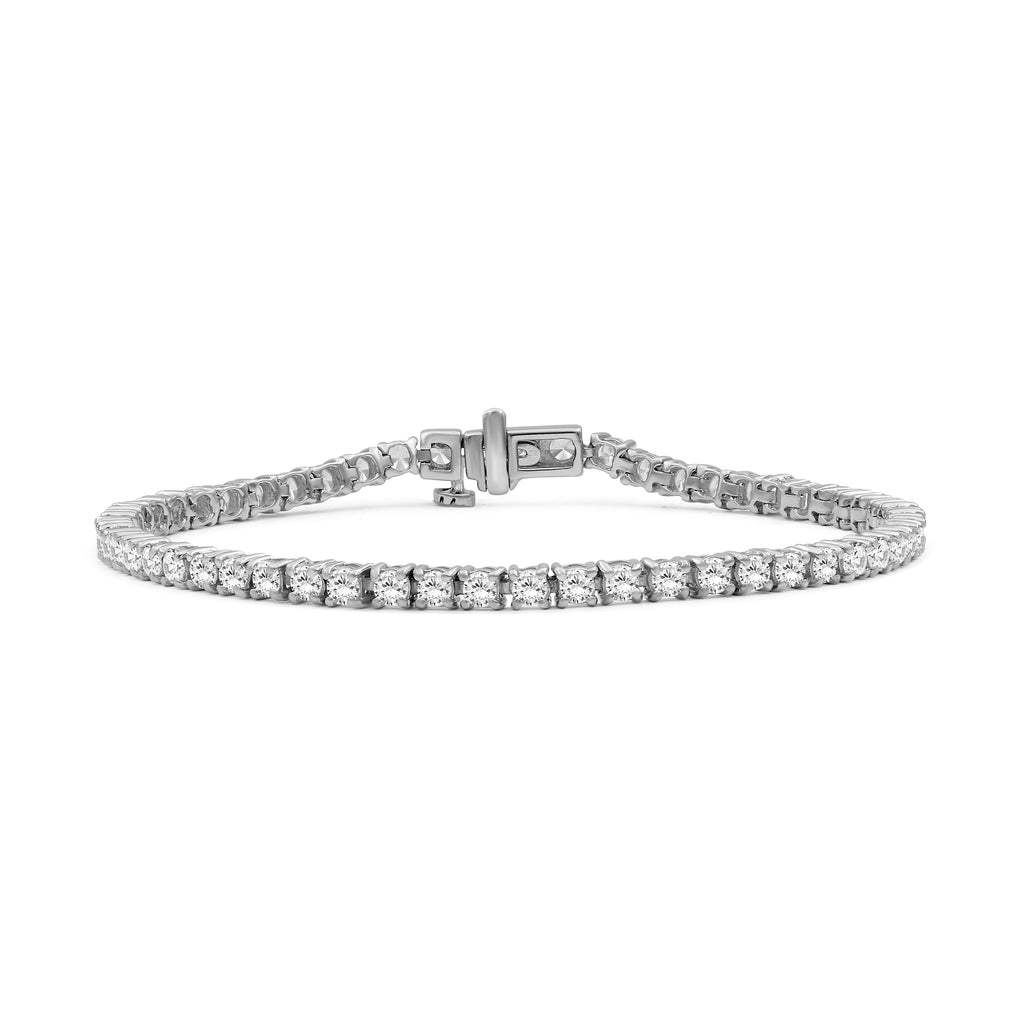 Venturant Lab Grown Diamond (F/VS+) 5.00 carat Round cut Sterling Silver Tennis Bracelet - Sterling Silver | Gold over Silver