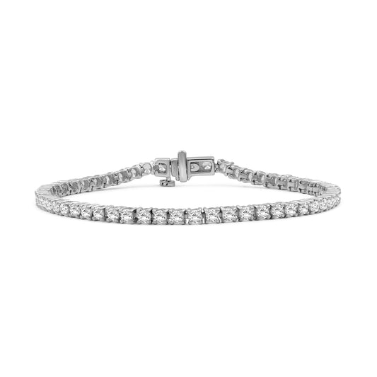 Venturant Lab Grown Diamond (F/VS+) 5.00 carat Round cut Sterling Silver Tennis Bracelet - Sterling Silver | Gold over Silver