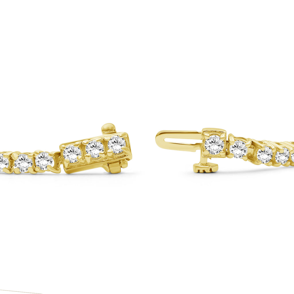 Venturant Lab Grown Diamond (F/VS+) 5.00 carat Round cut Sterling Silver Tennis Bracelet - Sterling Silver | Gold over Silver