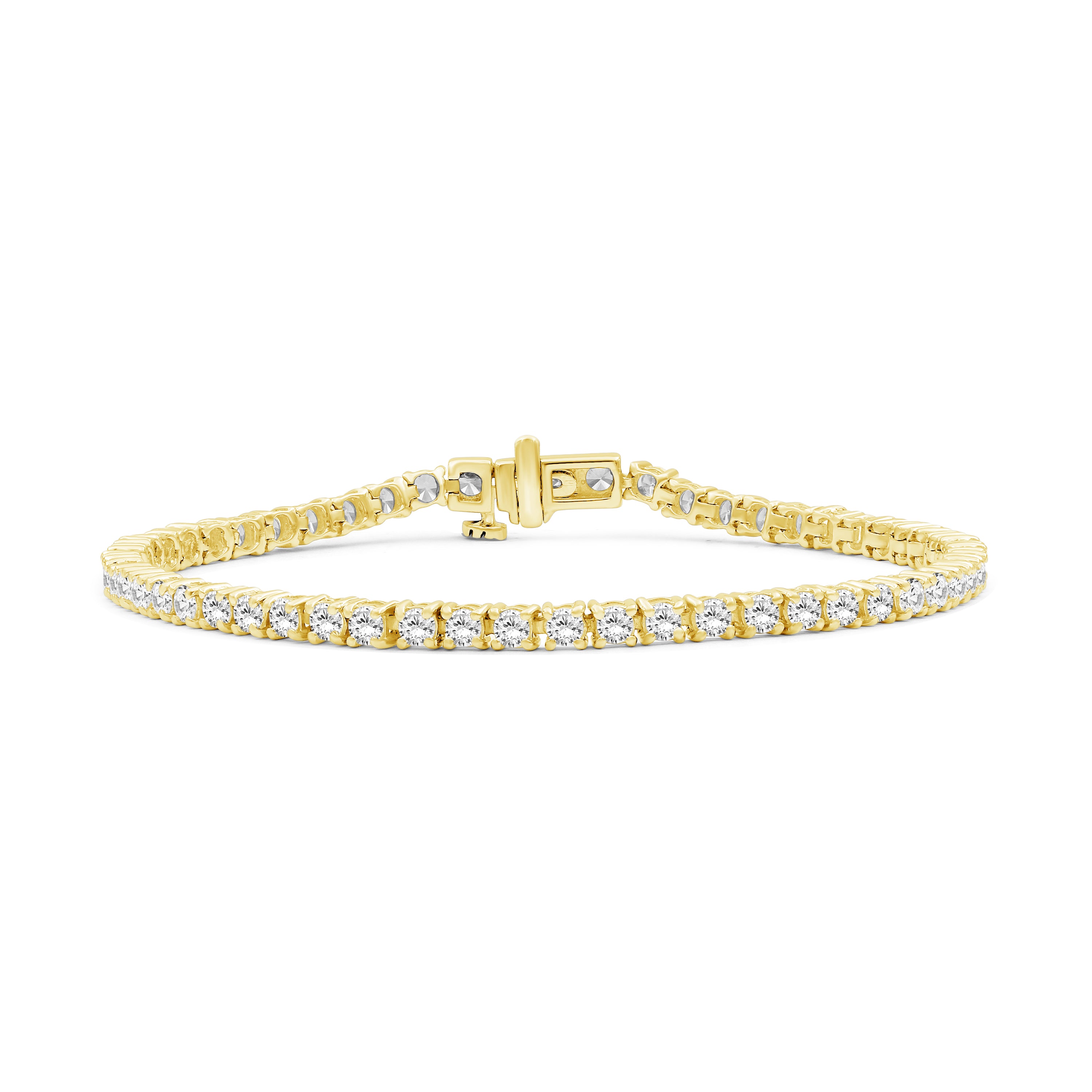 Venturant Lab Grown Diamond (F/VS+) 5.00 carat Round cut Sterling Silver Tennis Bracelet - Sterling Silver | Gold over Silver