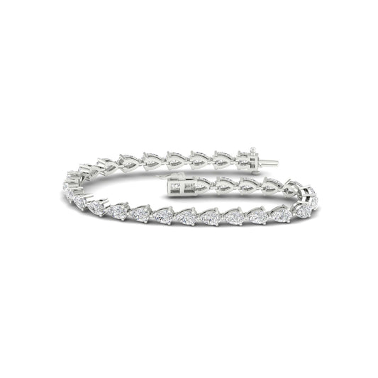 2.00 - 12.00 Carat Carat T.W. Pear-cut Lab Grown Diamond (F/VS+) 14K Gold Bracelet - Assorted Colors & Carat