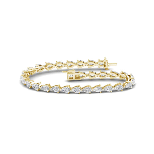 2.00 - 12.00 Carat Carat T.W. Pear-cut Lab Grown Diamond (F/VS+) 14K Gold Bracelet - Assorted Colors & Carat