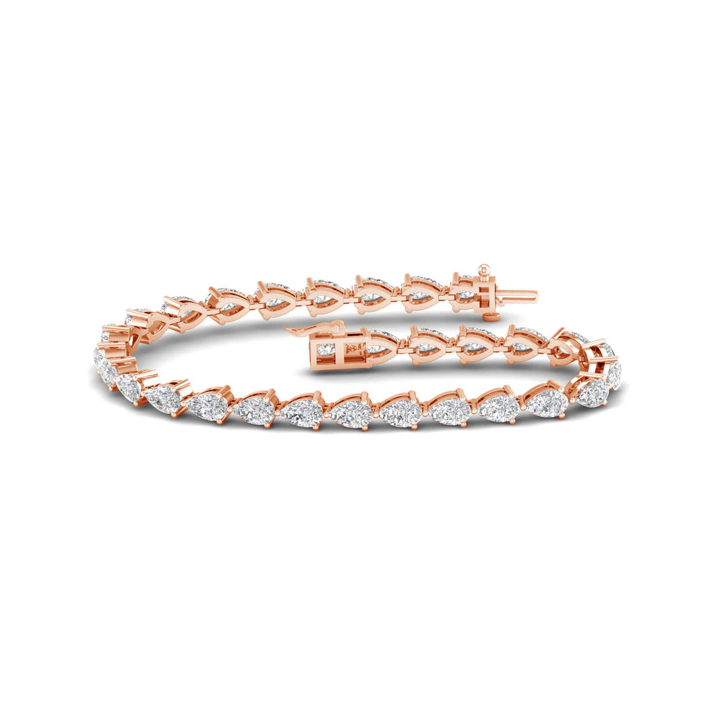 Venturant 5.00 - 12.00 Carat Carat T.W. Pear-cut Lab Grown Diamond (F/VS+) 14K Gold Bracelet - Assorted Colors & Carat